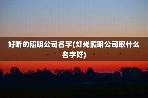 好听的照明公司名字(灯光照明公司取什么名字好)