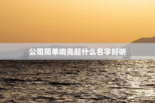 公司简单响亮起什么名字好听
