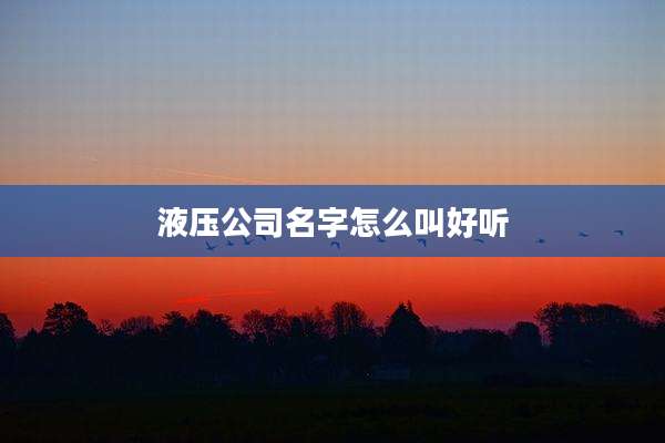 液压公司名字怎么叫好听