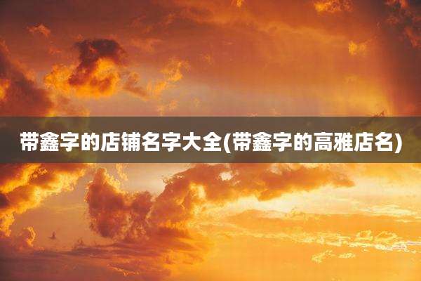 带鑫字的店铺名字大全(带鑫字的高雅店名)