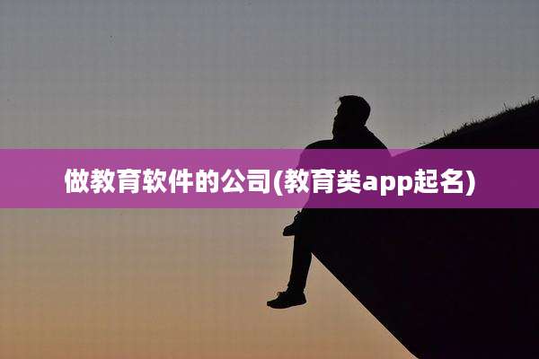 做教育软件的公司(教育类app起名)