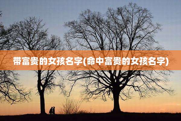 带富贵的女孩名字(命中富贵的女孩名字)