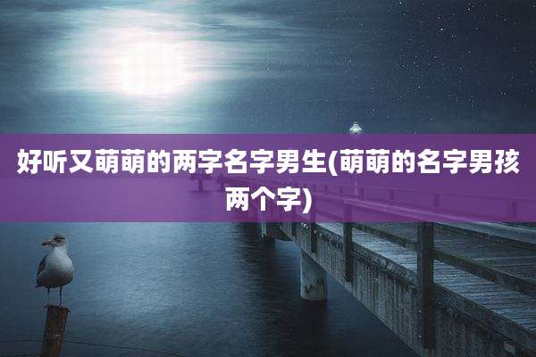 好听又萌萌的两字名字男生(萌萌的名字男孩两个字)