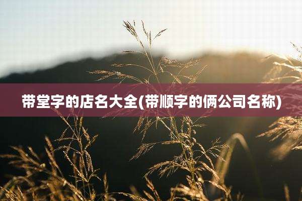 带堂字的店名大全(带顺字的俩公司名称)
