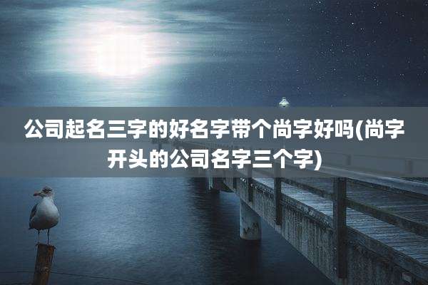 公司起名三字的好名字带个尚字好吗(尚字开头的公司名字三个字)