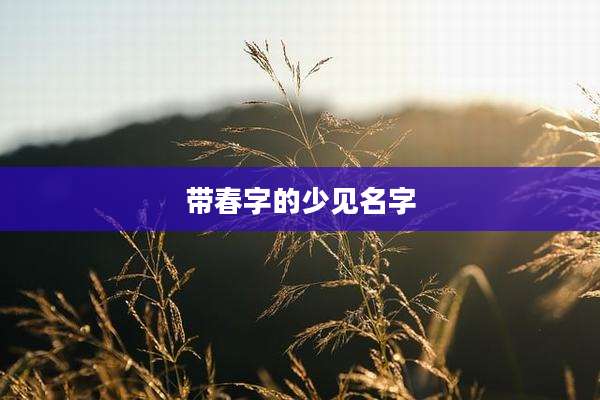 带春字的少见名字