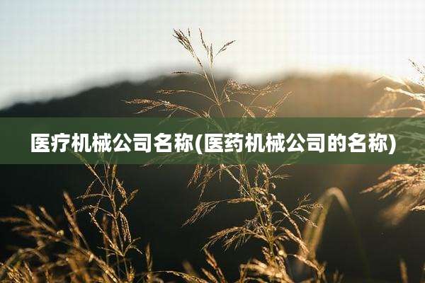 医疗机械公司名称(医药机械公司的名称)
