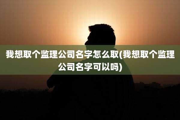 我想取个监理公司名字怎么取(我想取个监理公司名字可以吗)