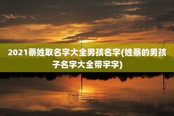 2021蔡姓取名字大全男孩名字(姓蔡的男孩子名字大全带宇字)