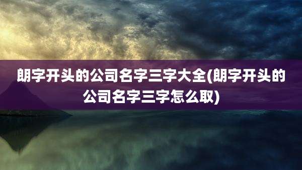 朗字开头的公司名字三字大全(朗字开头的公司名字三字怎么取)