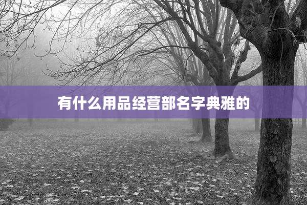 有什么用品经营部名字典雅的