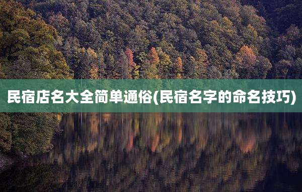 民宿店名大全简单通俗(民宿名字的命名技巧)