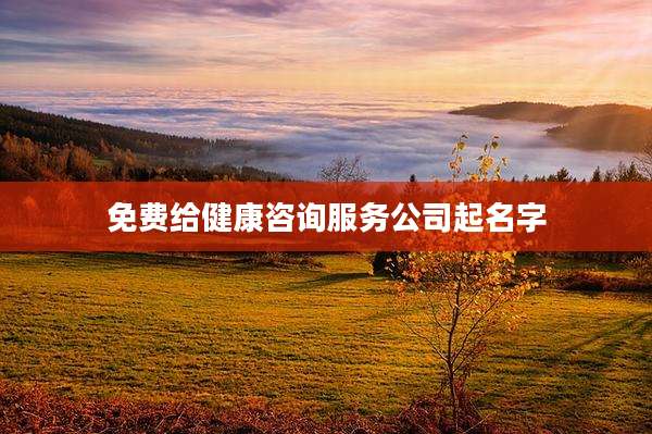 免费给健康咨询服务公司起名字