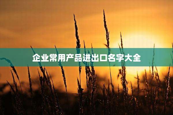 企业常用产品进出口名字大全