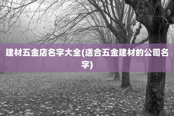 建材五金店名字大全(适合五金建材的公司名字)