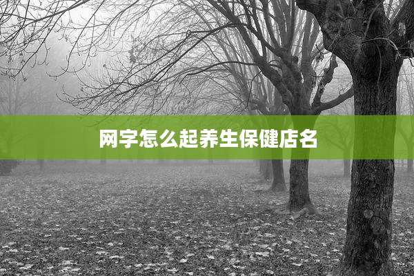网字怎么起养生保健店名