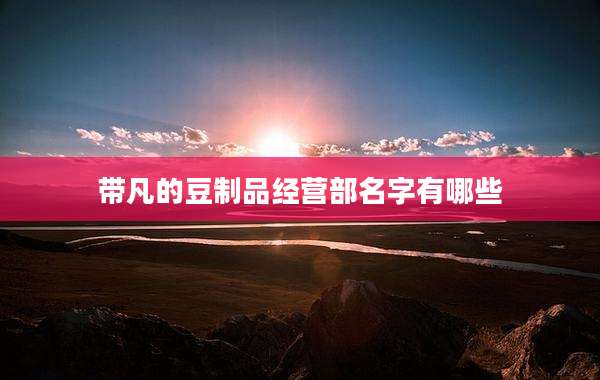 带凡的豆制品经营部名字有哪些