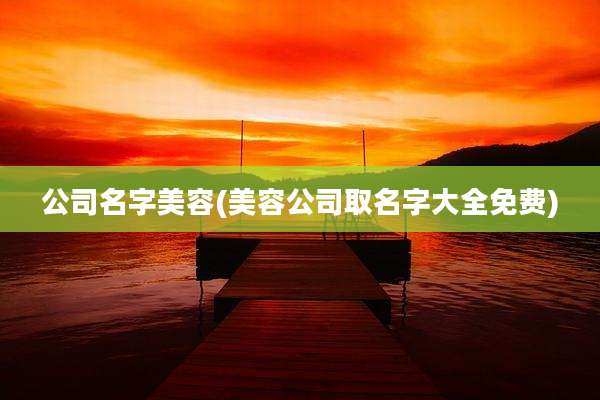 公司名字美容(美容公司取名字大全免费)