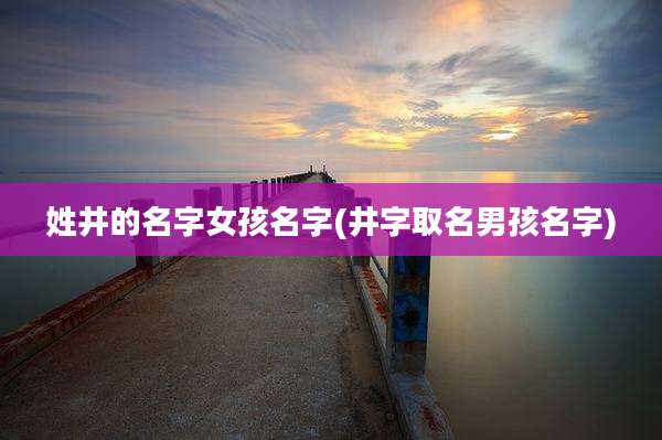 姓井的名字女孩名字(井字取名男孩名字)