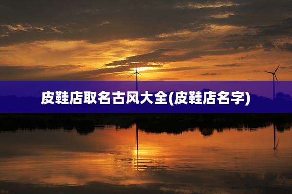 皮鞋店取名古风大全(皮鞋店名字)