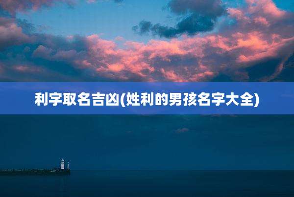 利字取名吉凶(姓利的男孩名字大全)