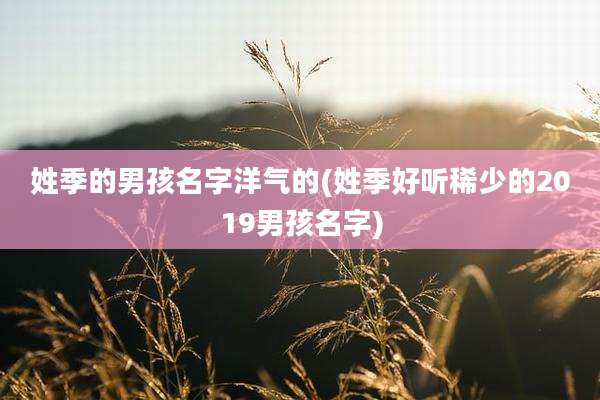 姓季的男孩名字洋气的(姓季好听稀少的2019男孩名字)