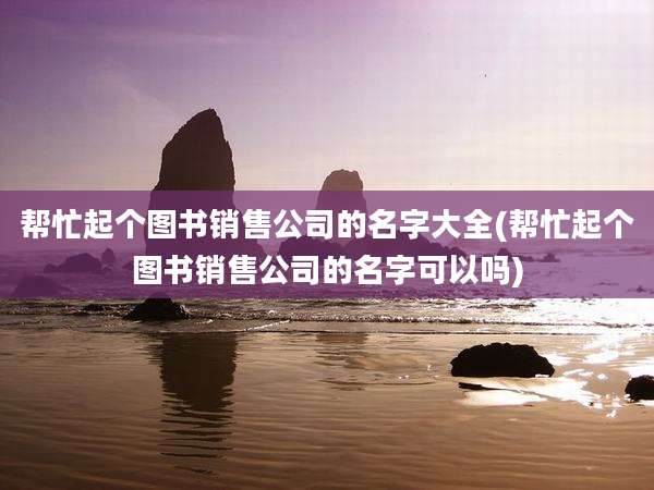 帮忙起个图书销售公司的名字大全(帮忙起个图书销售公司的名字可以吗)