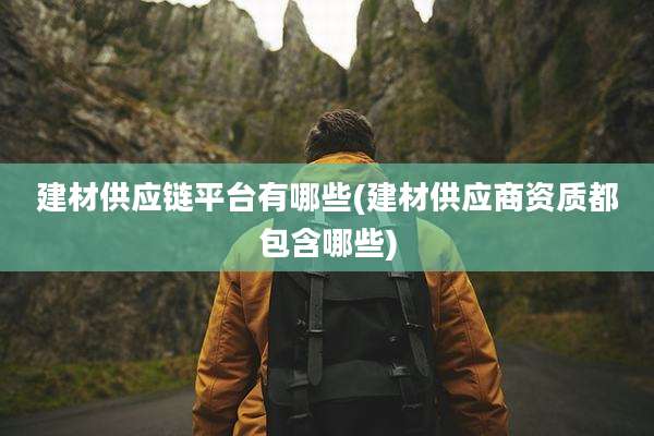 建材供应链平台有哪些(建材供应商资质都包含哪些)