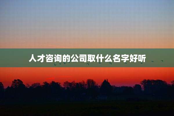 人才咨询的公司取什么名字好听