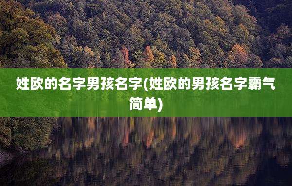 姓欧的名字男孩名字(姓欧的男孩名字霸气简单)