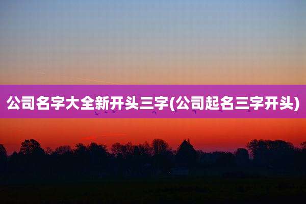 公司名字大全新开头三字(公司起名三字开头)