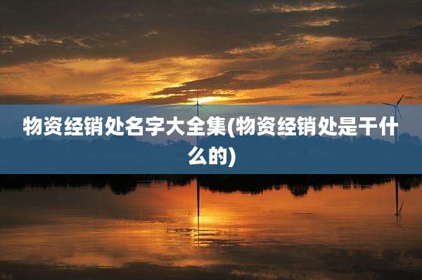 物资经销处名字大全集(物资经销处是干什么的)