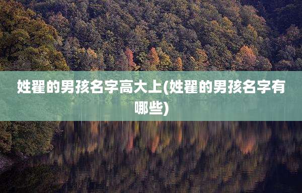 姓翟的男孩名字高大上(姓翟的男孩名字有哪些)