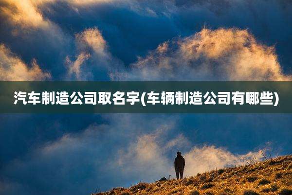 汽车制造公司取名字(车辆制造公司有哪些)