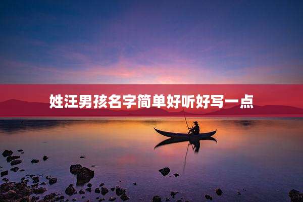 姓汪男孩名字简单好听好写一点
