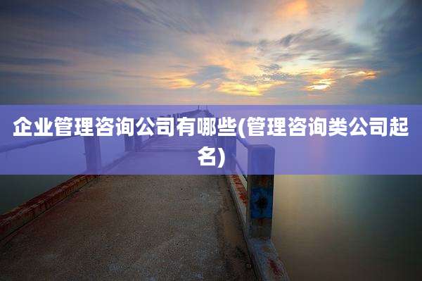 企业管理咨询公司有哪些(管理咨询类公司起名)