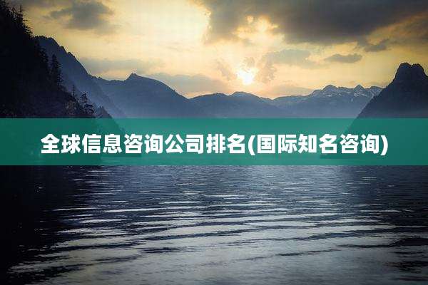 全球信息咨询公司排名(国际知名咨询)