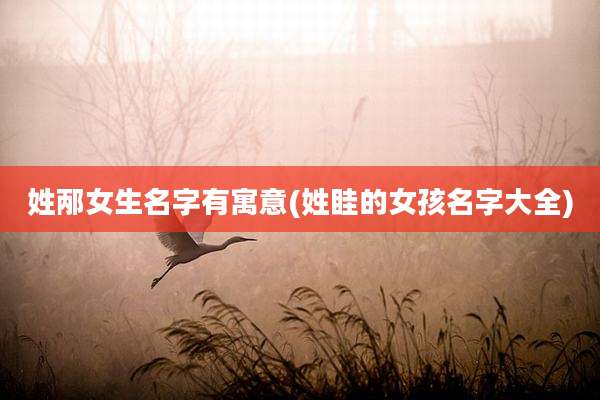 姓邴女生名字有寓意(姓眭的女孩名字大全)