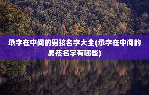 承字在中间的男孩名字大全(承字在中间的男孩名字有哪些)