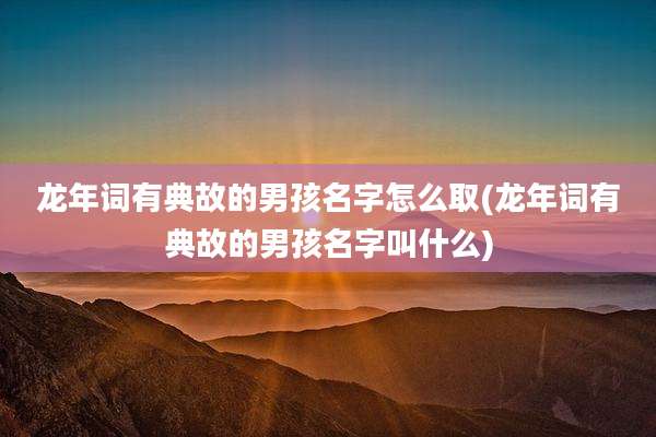 龙年词有典故的男孩名字怎么取(龙年词有典故的男孩名字叫什么)