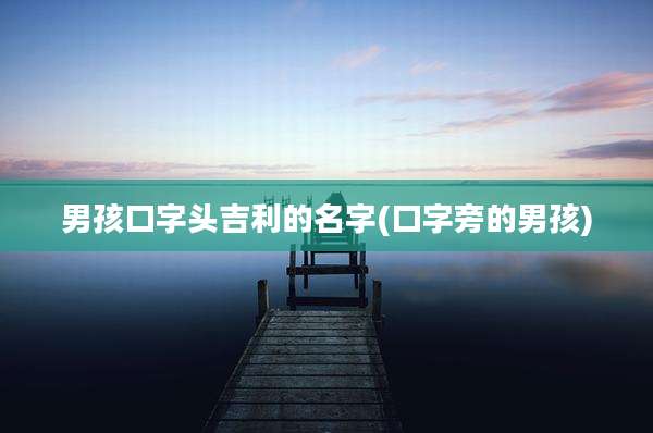 男孩口字头吉利的名字(口字旁的男孩)