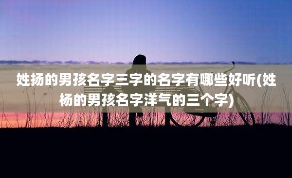 姓扬的男孩名字三字的名字有哪些好听(姓杨的男孩名字洋气的三个字)