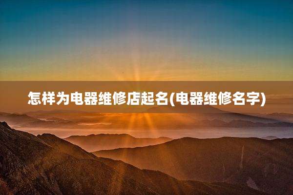 怎样为电器维修店起名(电器维修名字)