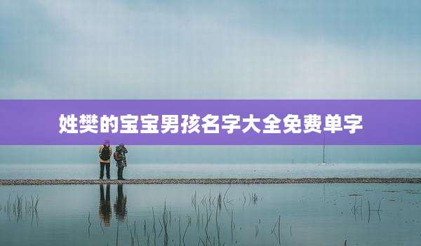 姓樊的宝宝男孩名字大全免费单字