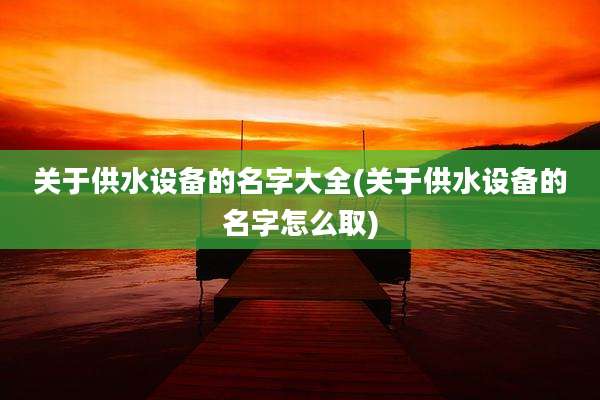 关于供水设备的名字大全(关于供水设备的名字怎么取)