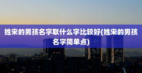 姓宋的男孩名字取什么字比较好(姓宋的男孩名字简单点)