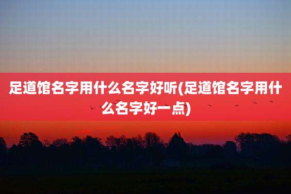 足道馆名字用什么名字好听(足道馆名字用什么名字好一点)
