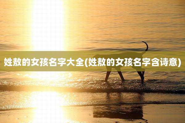 姓敖的女孩名字大全(姓敖的女孩名字含诗意)