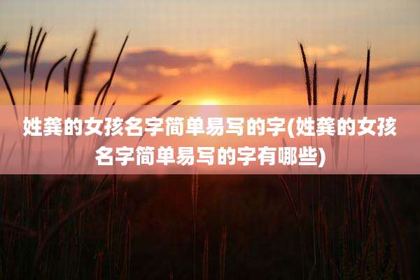 姓龚的女孩名字简单易写的字(姓龚的女孩名字简单易写的字有哪些)