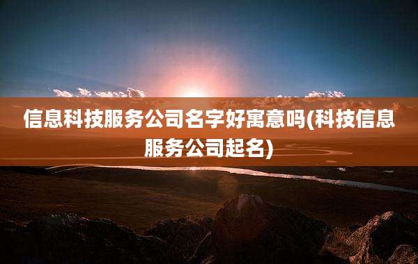 信息科技服务公司名字好寓意吗(科技信息服务公司起名)